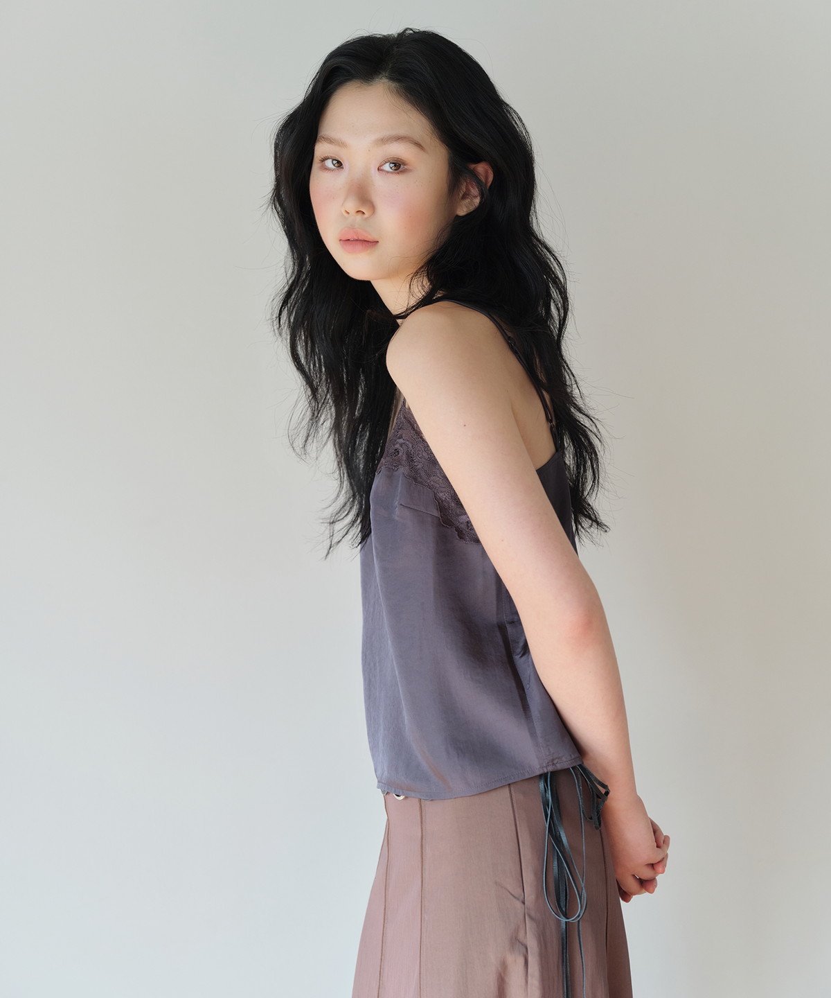 홈바디띵즈(HOMEBODY THINGS) Satin Lace Bustier (CHARCOAL)