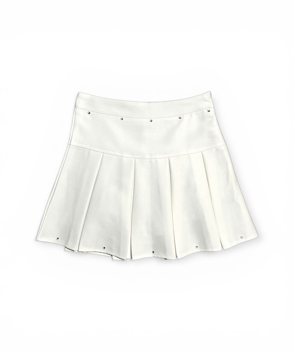본슬리피(BORN SLIPPY) Crystal Stud Pleated Mini Skirt (Ivory)