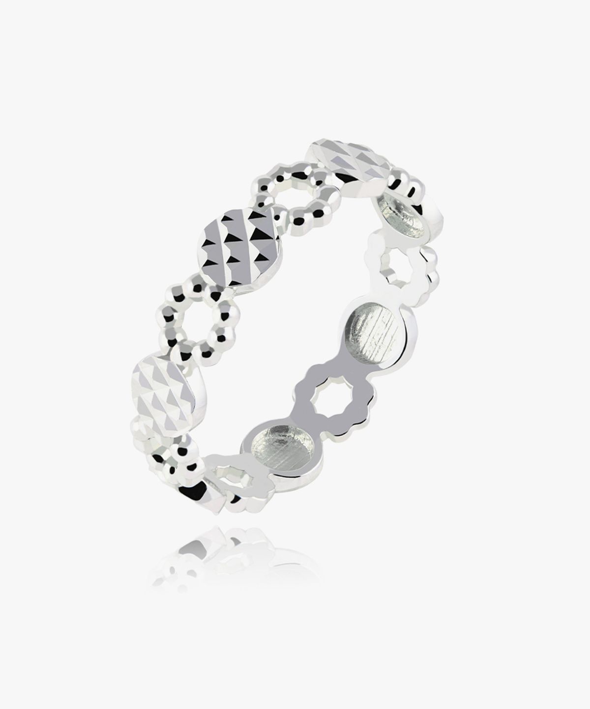 엘렌쥬얼리(HELENE JEWELRY) 925 실버 컷팅 서클 라인 볼 미스 링 은 반지