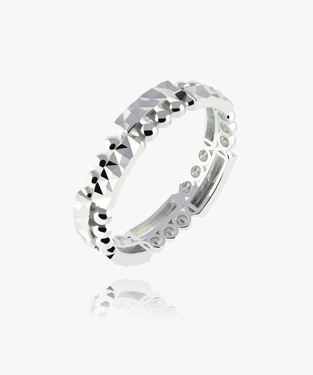 엘렌쥬얼리(HELENE JEWELRY) 925 실버 컷팅 큐브 앤 볼 레이어드 미스 링 은 반지