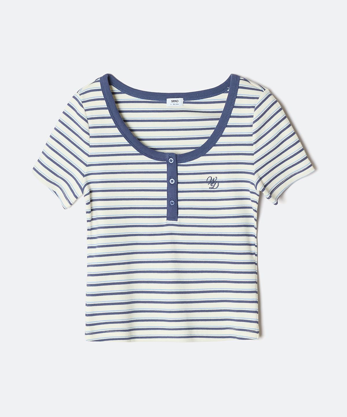 스파오(SPAO) 멀티 스트라이프 헨리넥 반팔티_SPRPG25G50