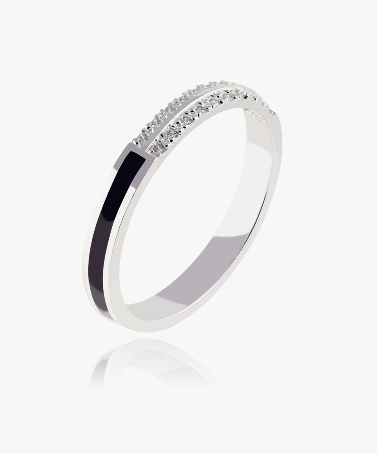 엘렌쥬얼리(HELENE JEWELRY) 925 실버 하프 블랙 오닉스 라인 미스 링 은 반지