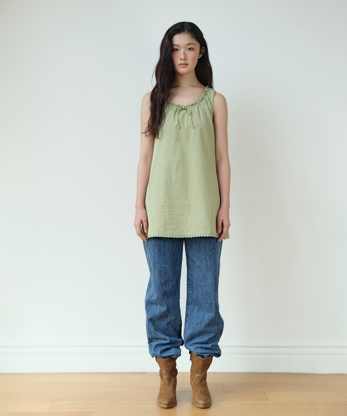 홈바디띵즈(HOMEBODY THINGS) Lace Sleeveless Dress (GREEN)