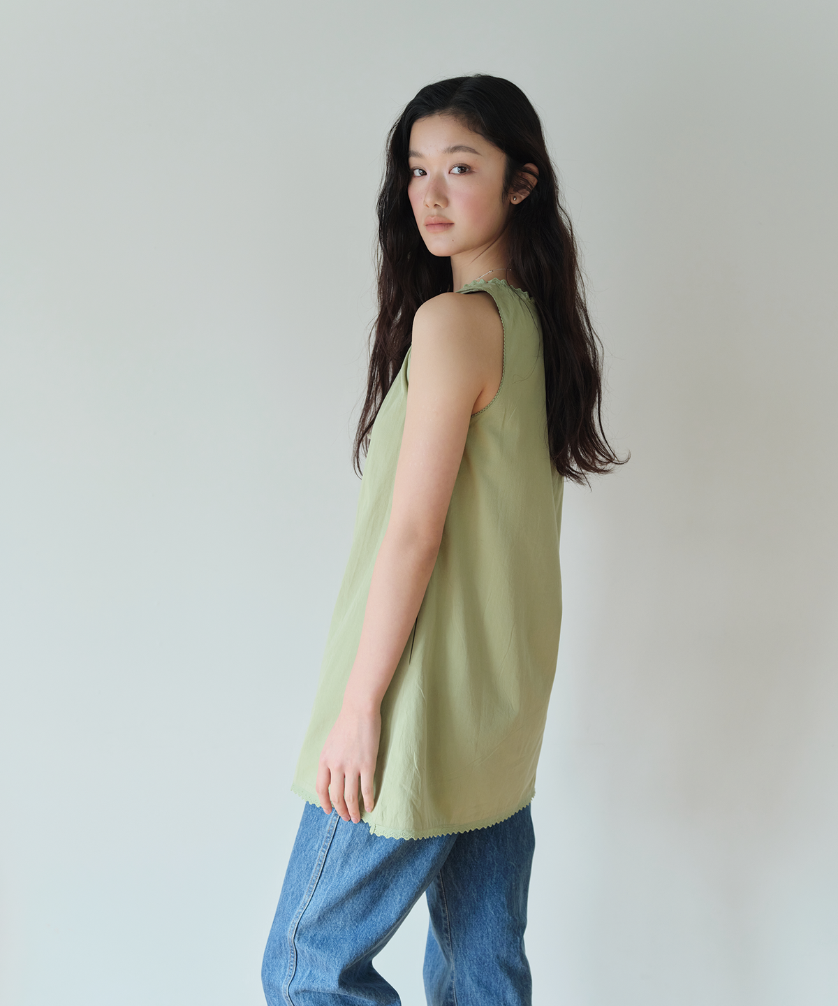 홈바디띵즈(HOMEBODY THINGS) Lace Sleeveless Dress (GREEN)