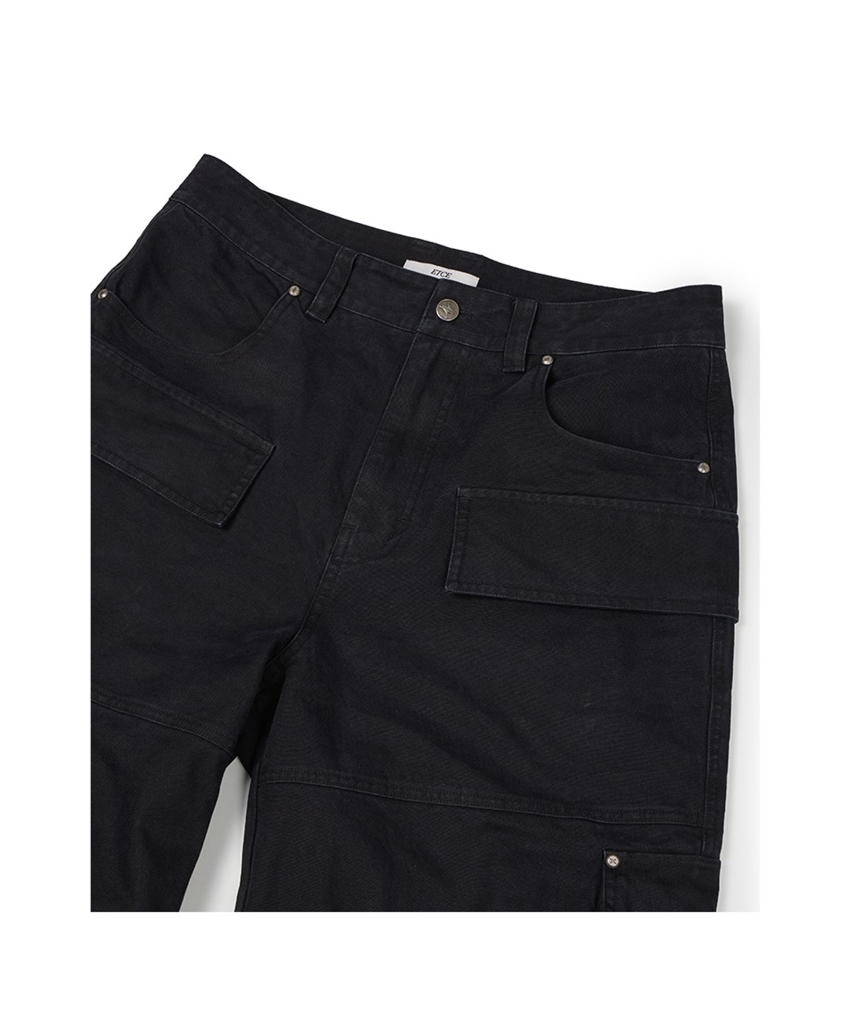 이티씨이(ETCE) HEAVY COTTON WASHED CARGO PANTS (BLACK)