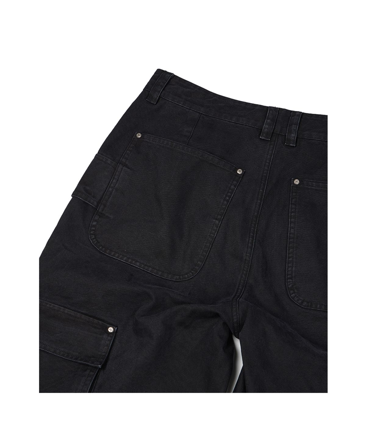 이티씨이(ETCE) HEAVY COTTON WASHED CARGO PANTS (BLACK)