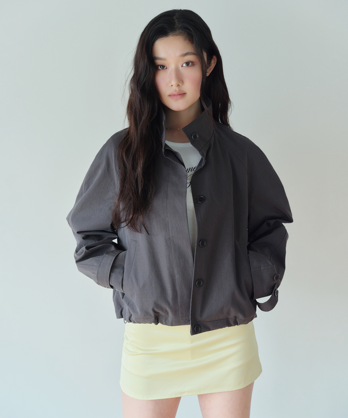 홈바디띵즈(HOMEBODY THINGS) Stand Collar Jacket (CHARCOAL)
