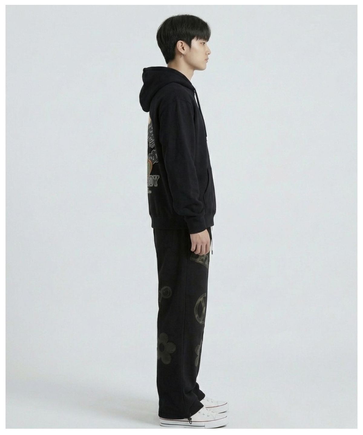 더블제이디(DOUBLE JD) 패치 자수 와이드 팬츠