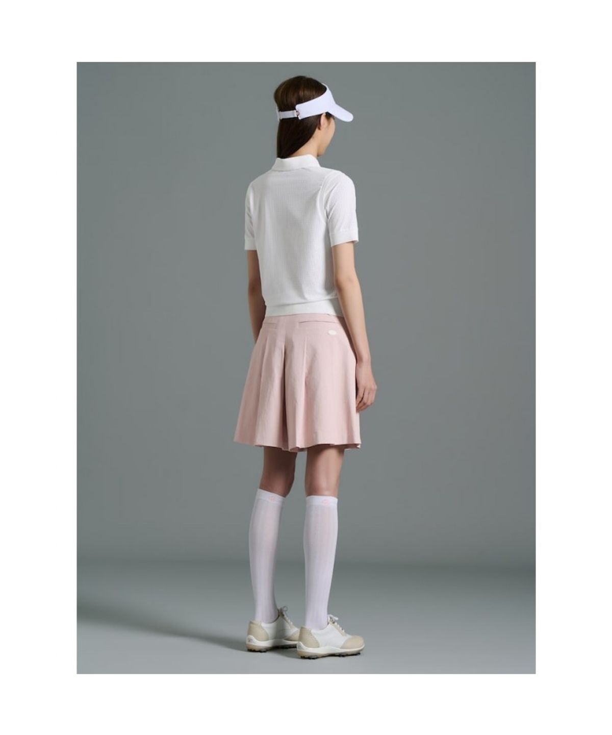빈폴골프(BEANPOLE GOLF) [B_under] 여성 니트 하이브리드 칼라 반소매 티셔츠 - 화이트