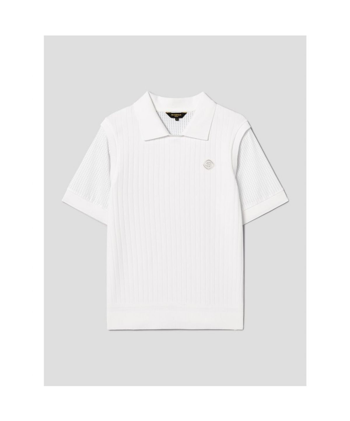 빈폴골프(BEANPOLE GOLF) [B_under] 여성 니트 하이브리드 칼라 반소매 티셔츠 - 화이트