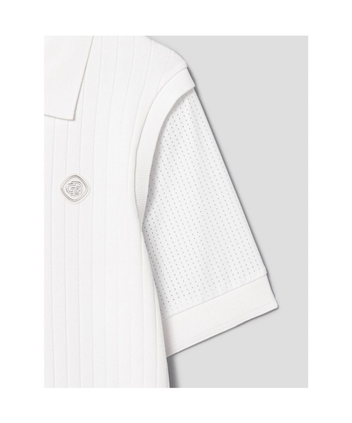 빈폴골프(BEANPOLE GOLF) [B_under] 여성 니트 하이브리드 칼라 반소매 티셔츠 - 화이트