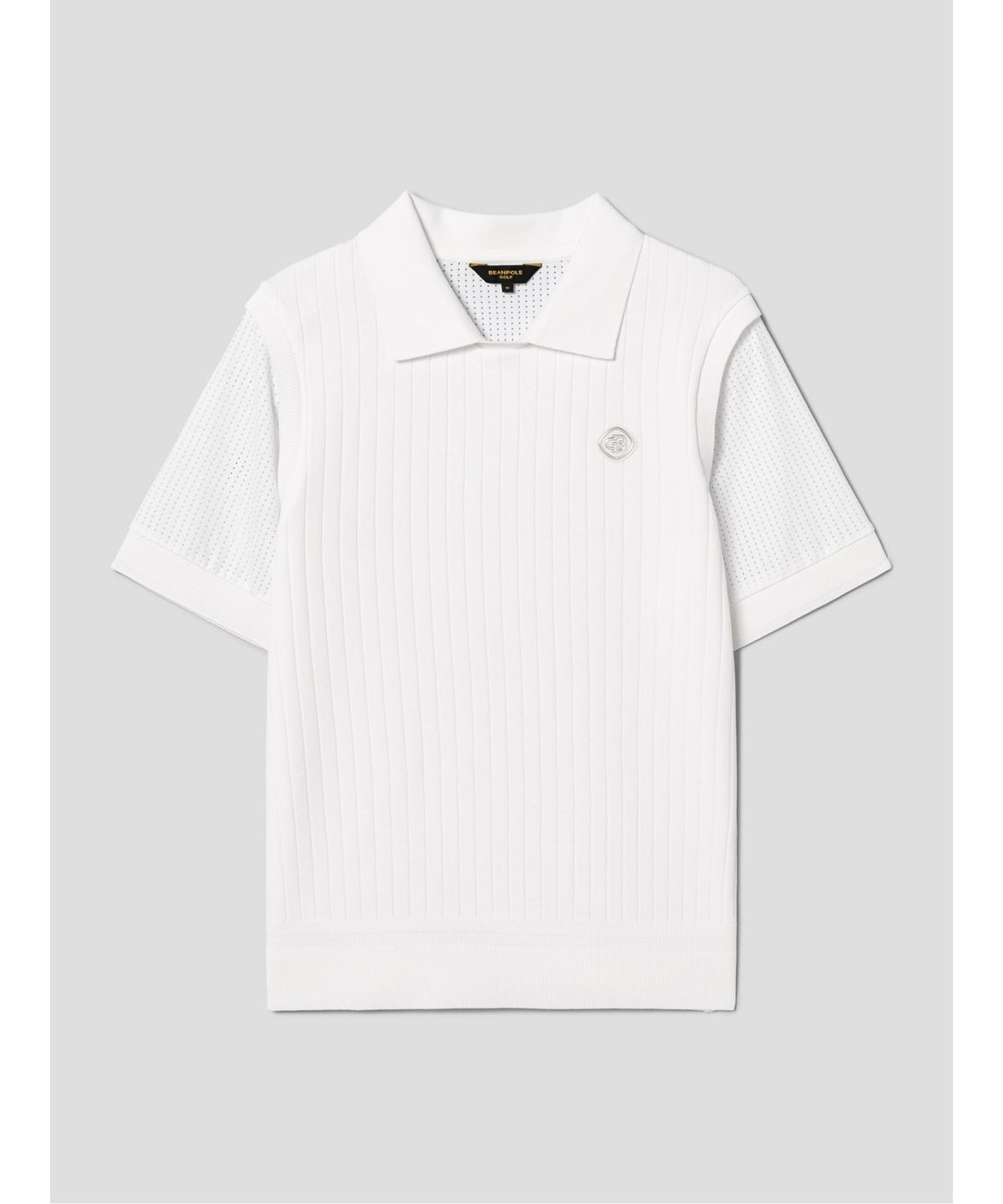 빈폴골프(BEANPOLE GOLF) [B_under] 여성 니트 하이브리드 칼라 반소매 티셔츠 - 화이트