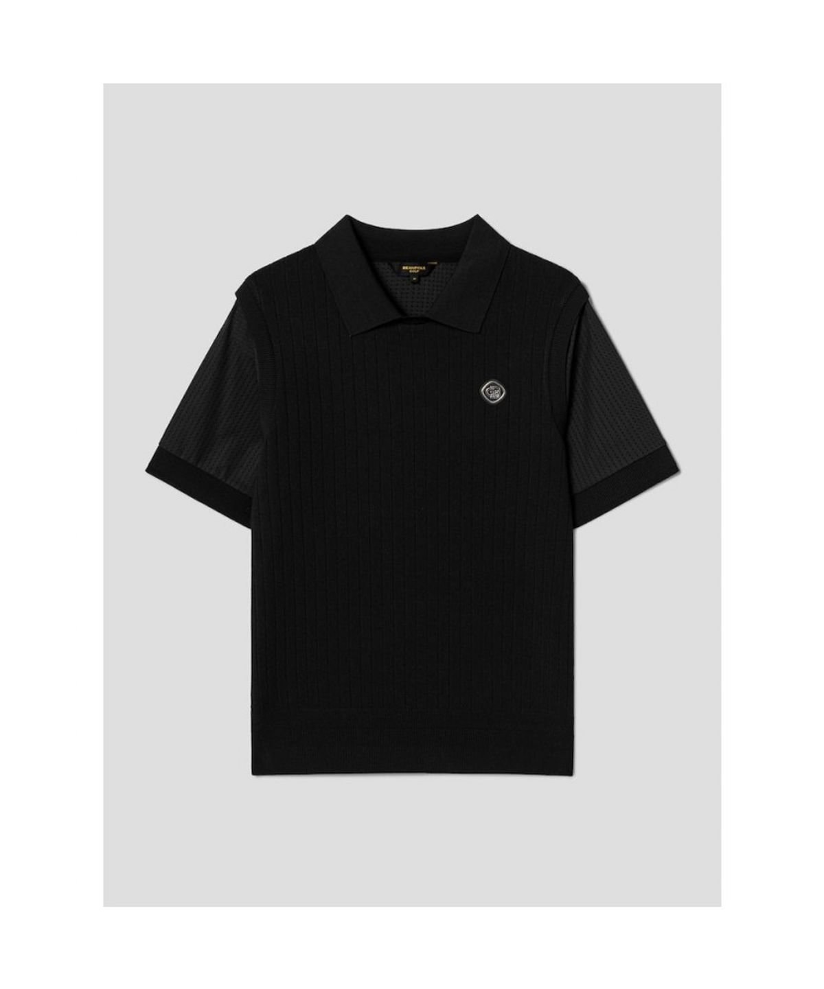 빈폴골프(BEANPOLE GOLF) [B_under] 여성 니트 하이브리드 칼라 반소매 티셔츠 - 블랙