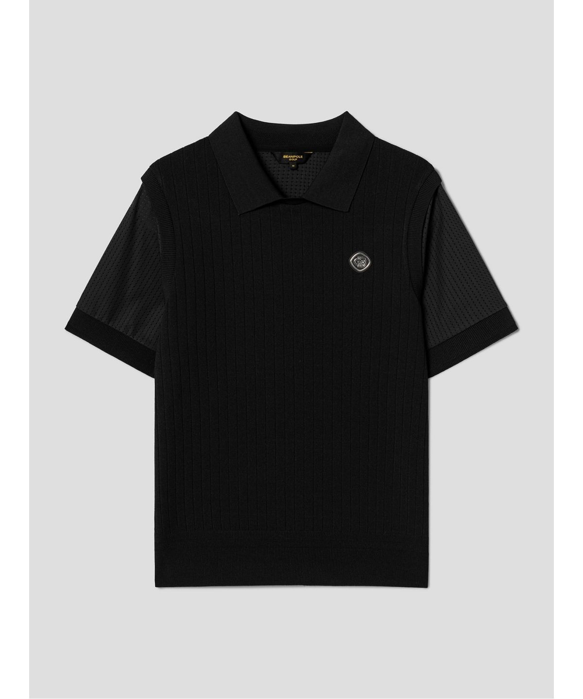 빈폴골프(BEANPOLE GOLF) [B_under] 여성 니트 하이브리드 칼라 반소매 티셔츠 - 블랙