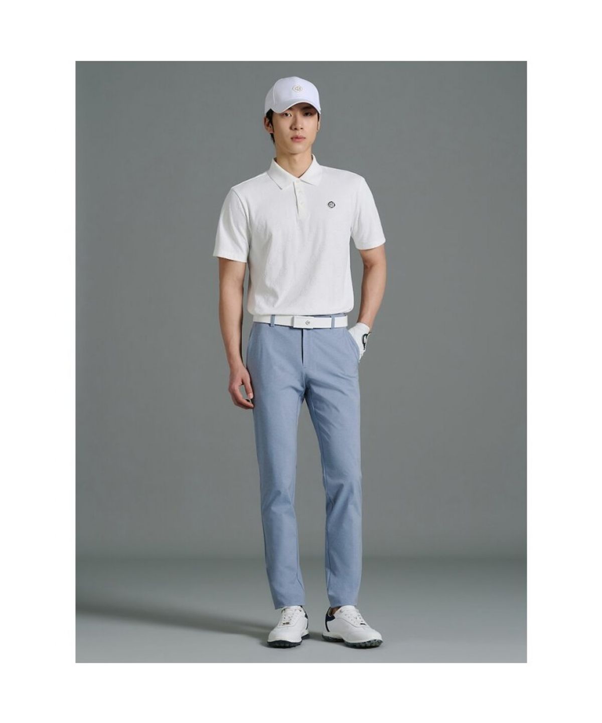 빈폴골프(BEANPOLE GOLF) [HERITAGE] 남성 자가드 반소매 티셔츠 - 화이트