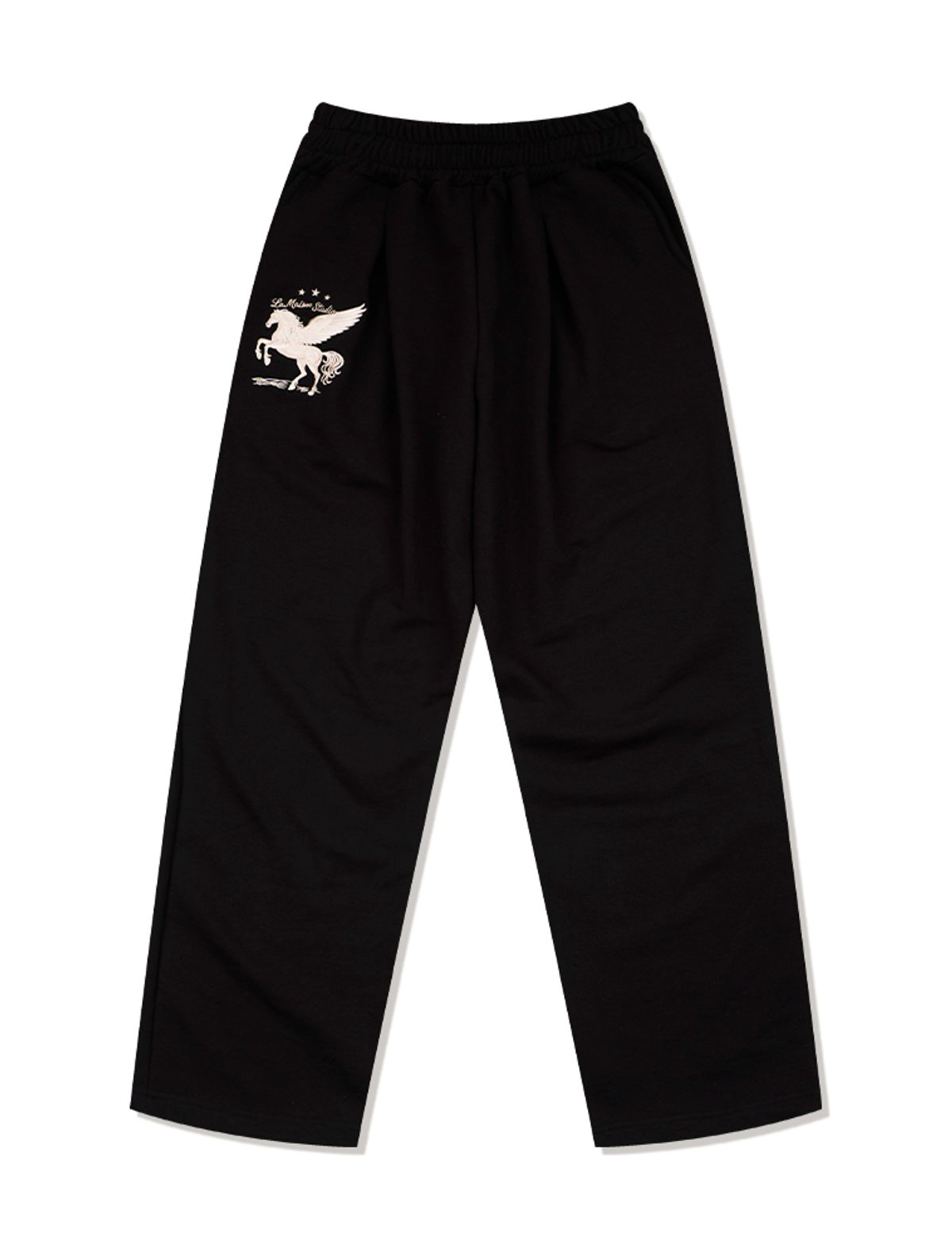 라 메종 스튜디오(LA MAISON STUDIO) PEGASUS ONE TUCK CURVED SWEAT PANTS BLACK(FCG1PT690M)
