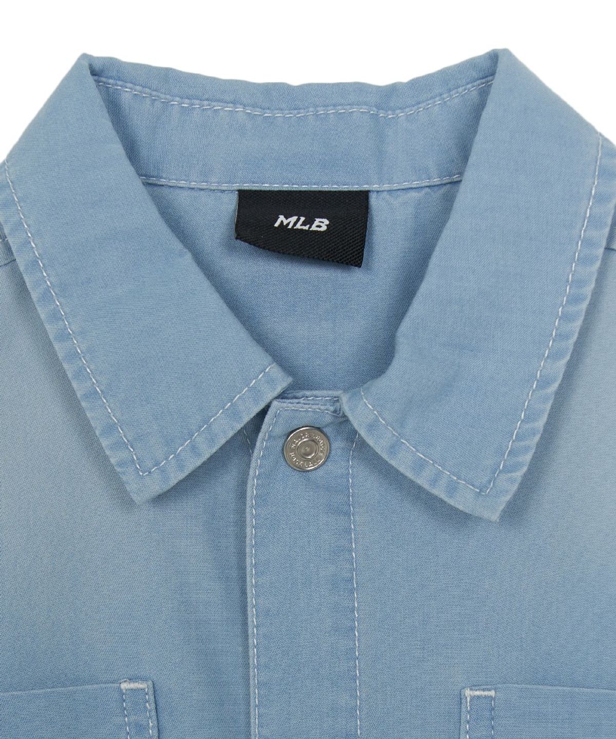 엠엘비 키즈(MLB KIDS) 베이직 쿨필드 반팔 데님 셔츠 NY (L.Blue)