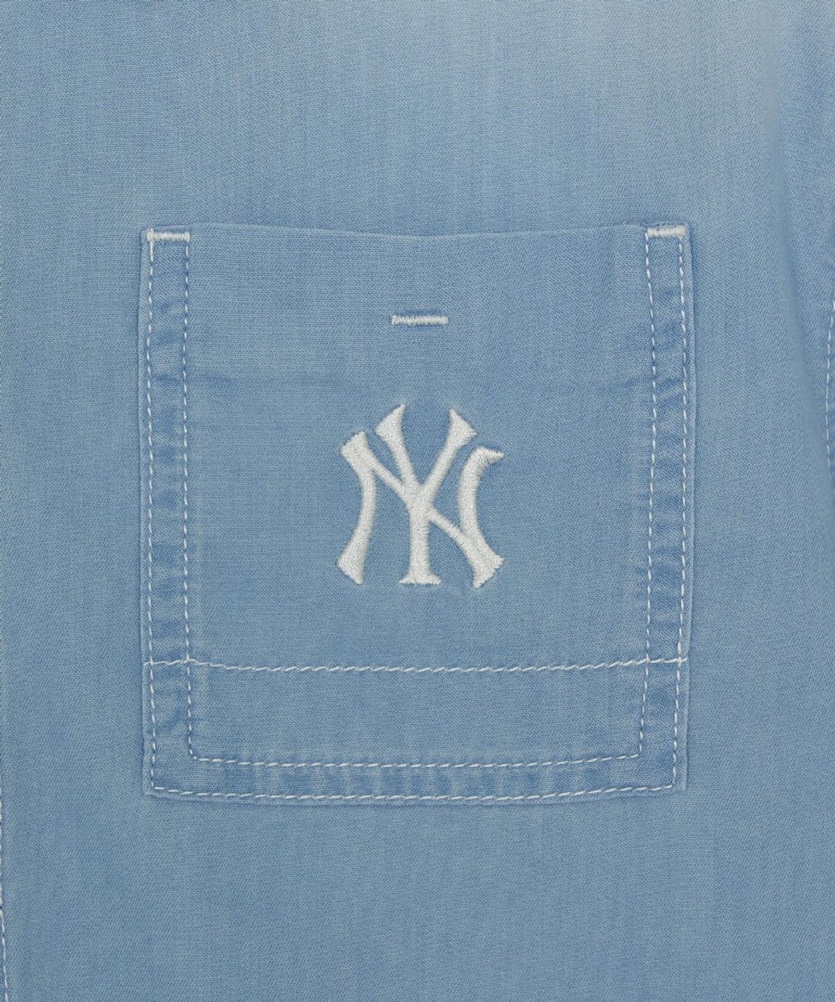 엠엘비 키즈(MLB KIDS) 베이직 쿨필드 반팔 데님 셔츠 NY (L.Blue)