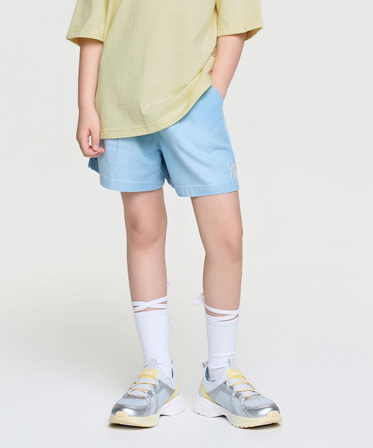 엠엘비 키즈(MLB KIDS) 베이직 여아 쿨필드 데님 반바지 NY (L.Blue)