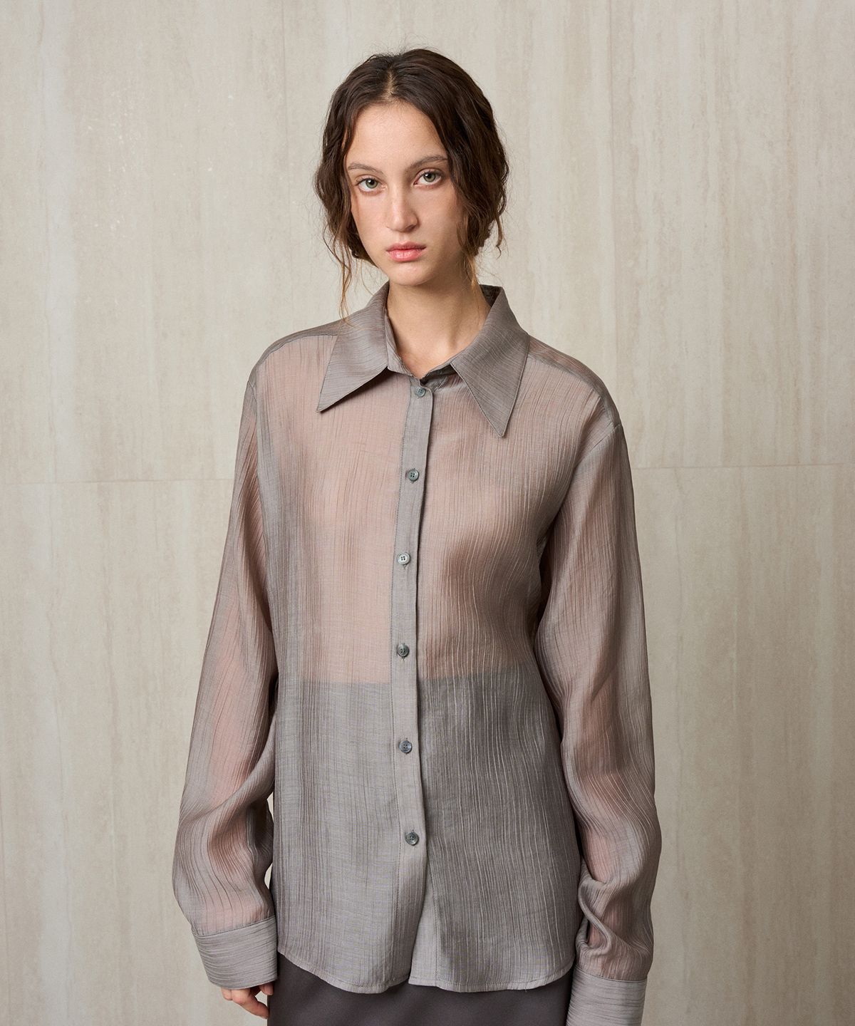 리이(RE RHEE) SHEER WRAP SHIRT