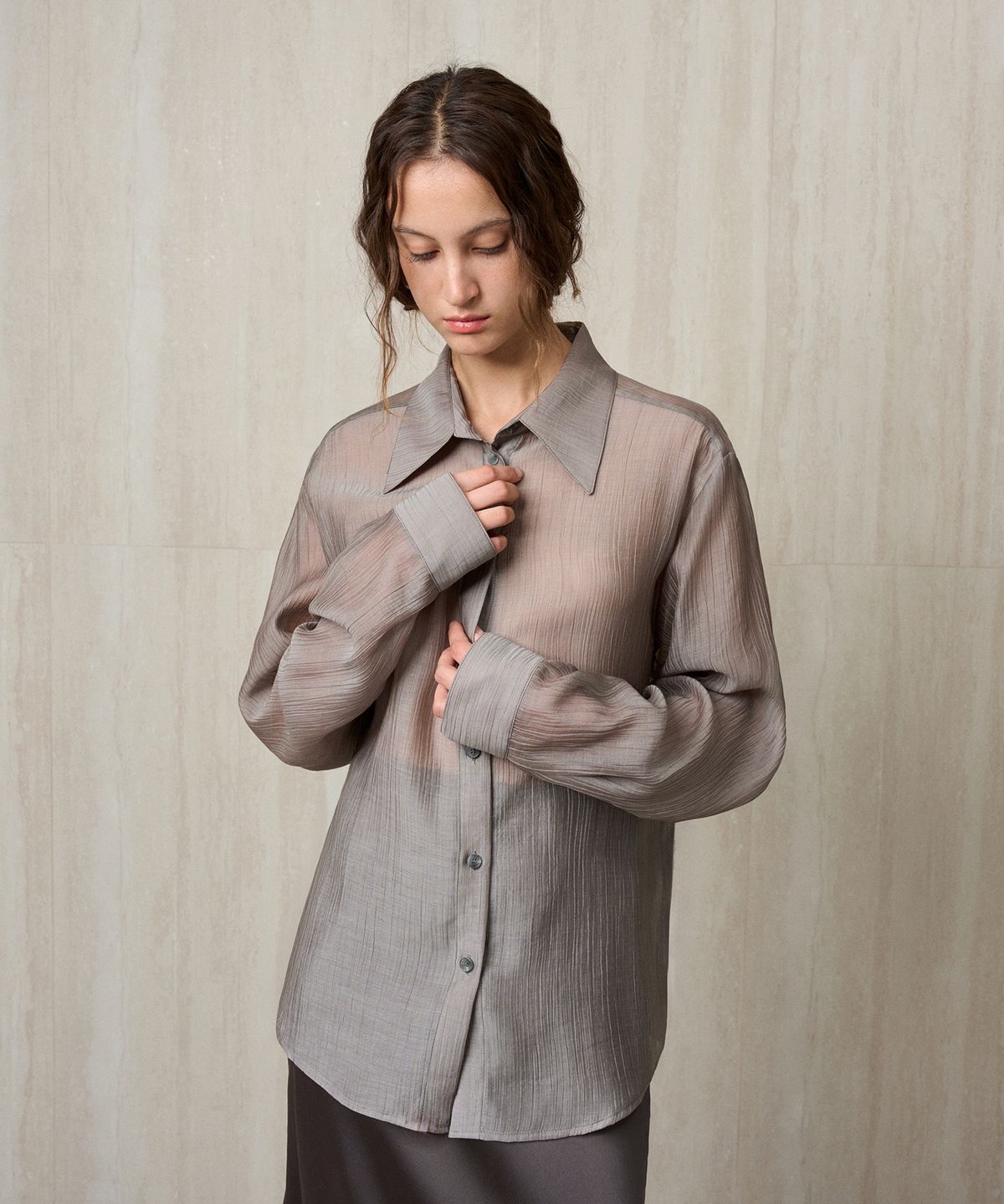 리이(RE RHEE) SHEER WRAP SHIRT