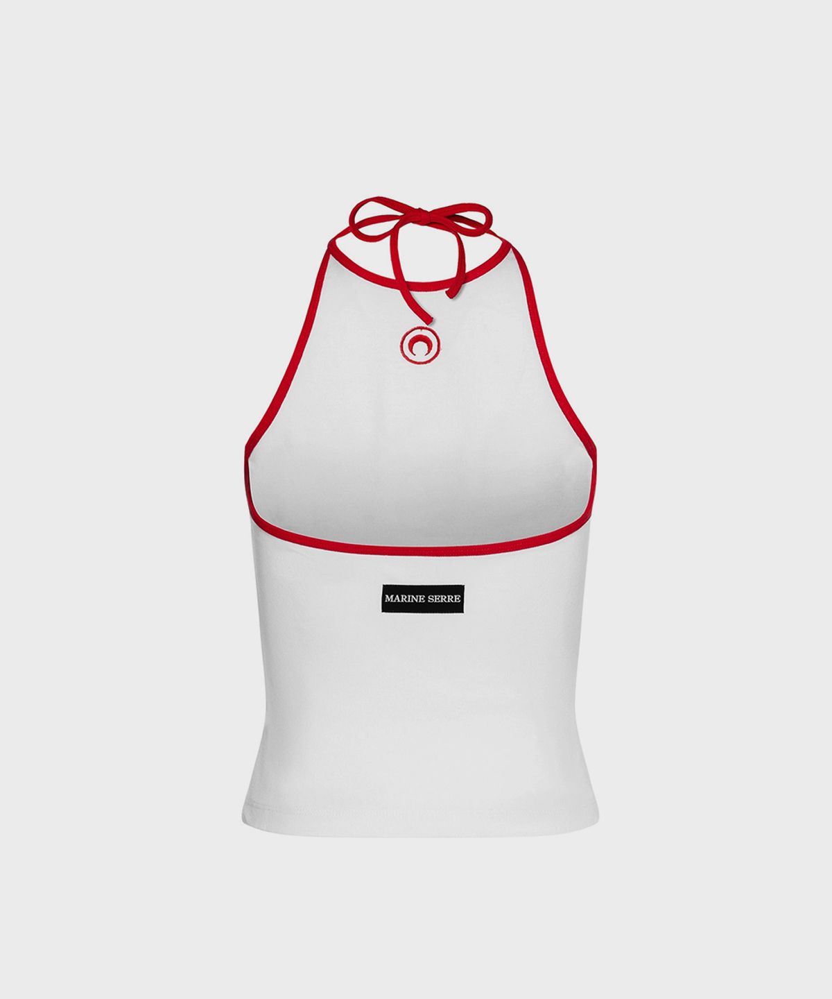 마린 세르(MARINE SERRE) (W) 문 로고 바이컬러 저지 탱크 탑 화이트 레드 MOON LOGO BICOLOR JERSEY TANK TOP WH17 WHITE/RED