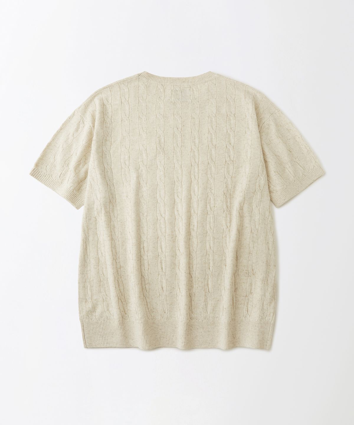 아웃스탠딩(OUTSTANDING) HS LINEN CREW NECK CABLE KNIT_ECRU