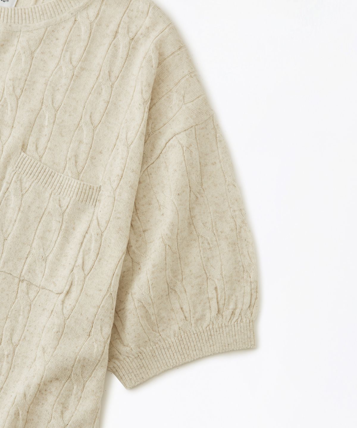 아웃스탠딩(OUTSTANDING) HS LINEN CREW NECK CABLE KNIT_ECRU