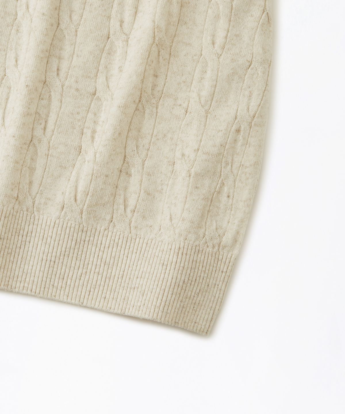아웃스탠딩(OUTSTANDING) HS LINEN CREW NECK CABLE KNIT_ECRU
