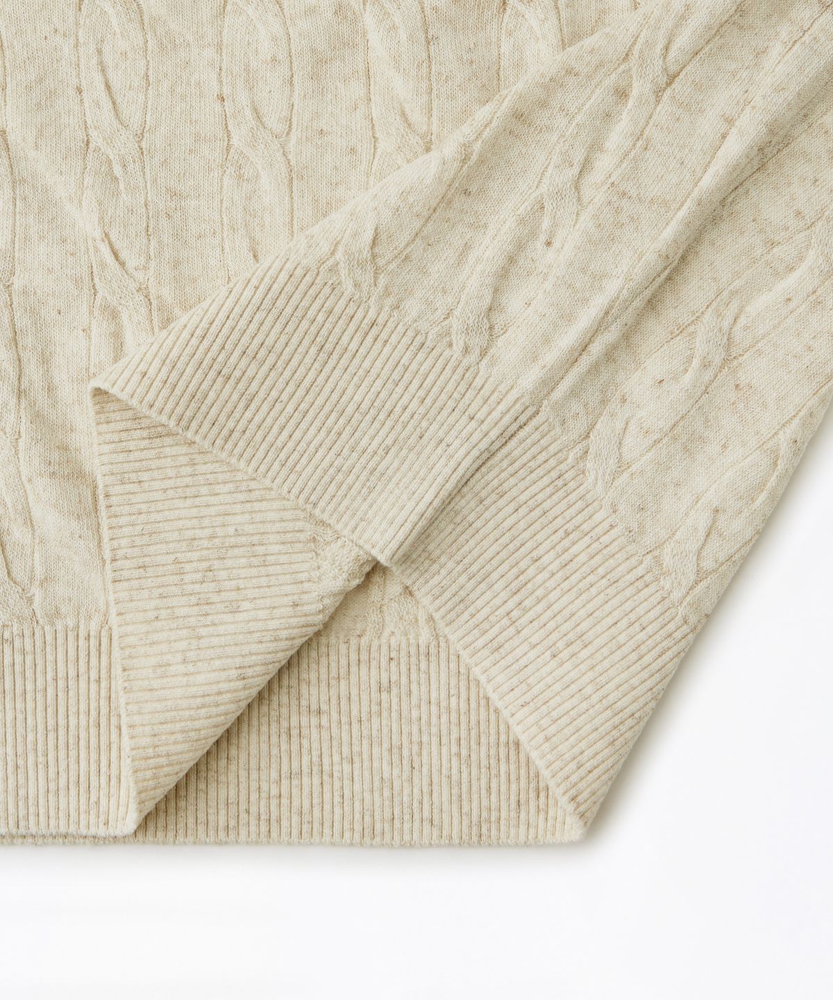 아웃스탠딩(OUTSTANDING) HS LINEN CREW NECK CABLE KNIT_ECRU