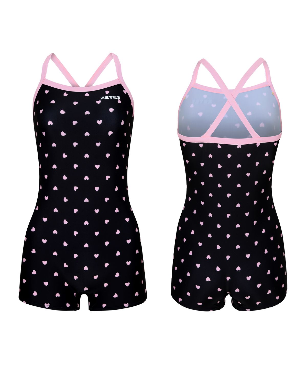 제테스(ZETES) 여성 밸런스핏 러빙하트 X백 2부 실내수영복 PINK L9A5023