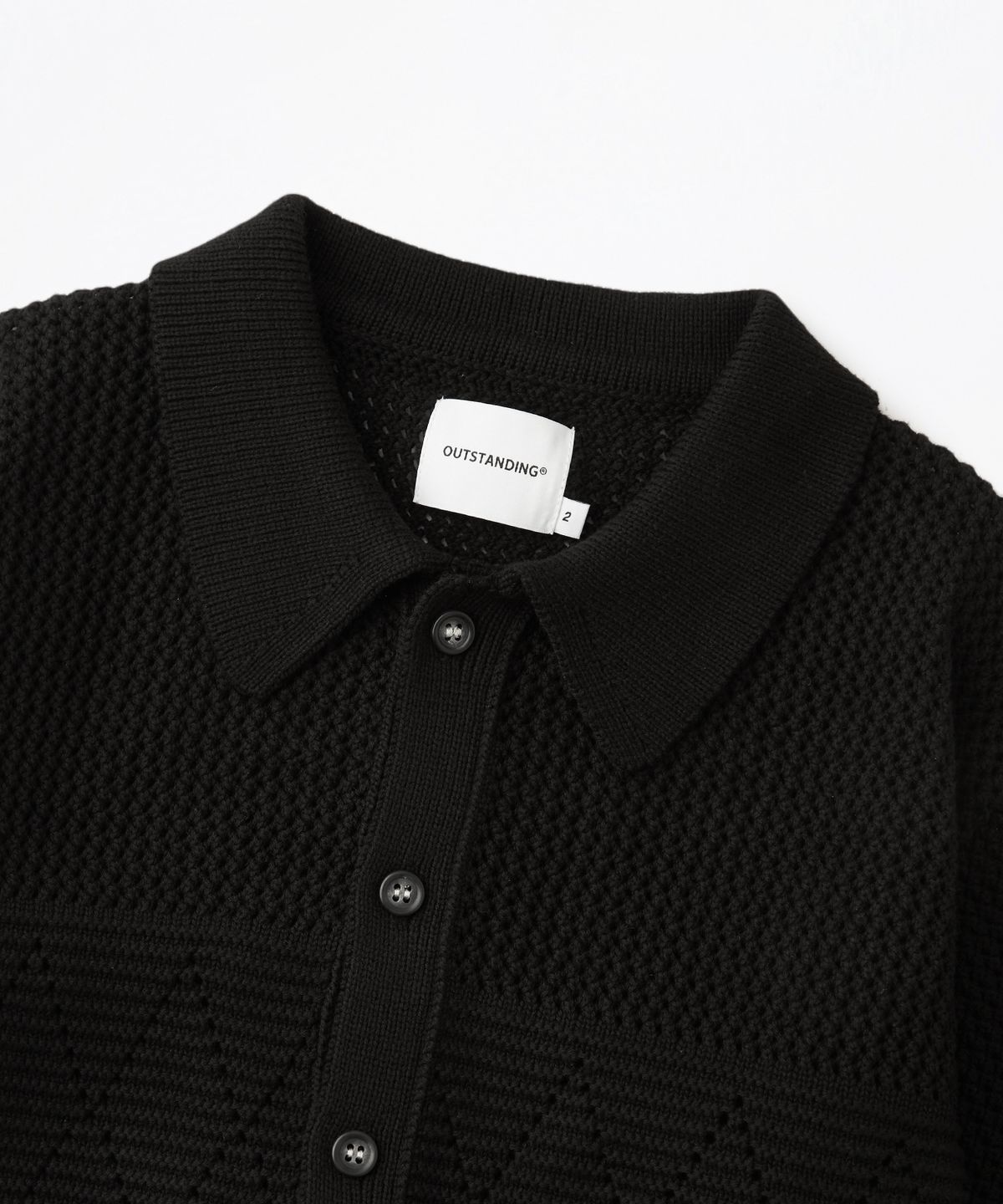 아웃스탠딩(OUTSTANDING) HS CROCHET KNIT CARDIGAN_BLACK