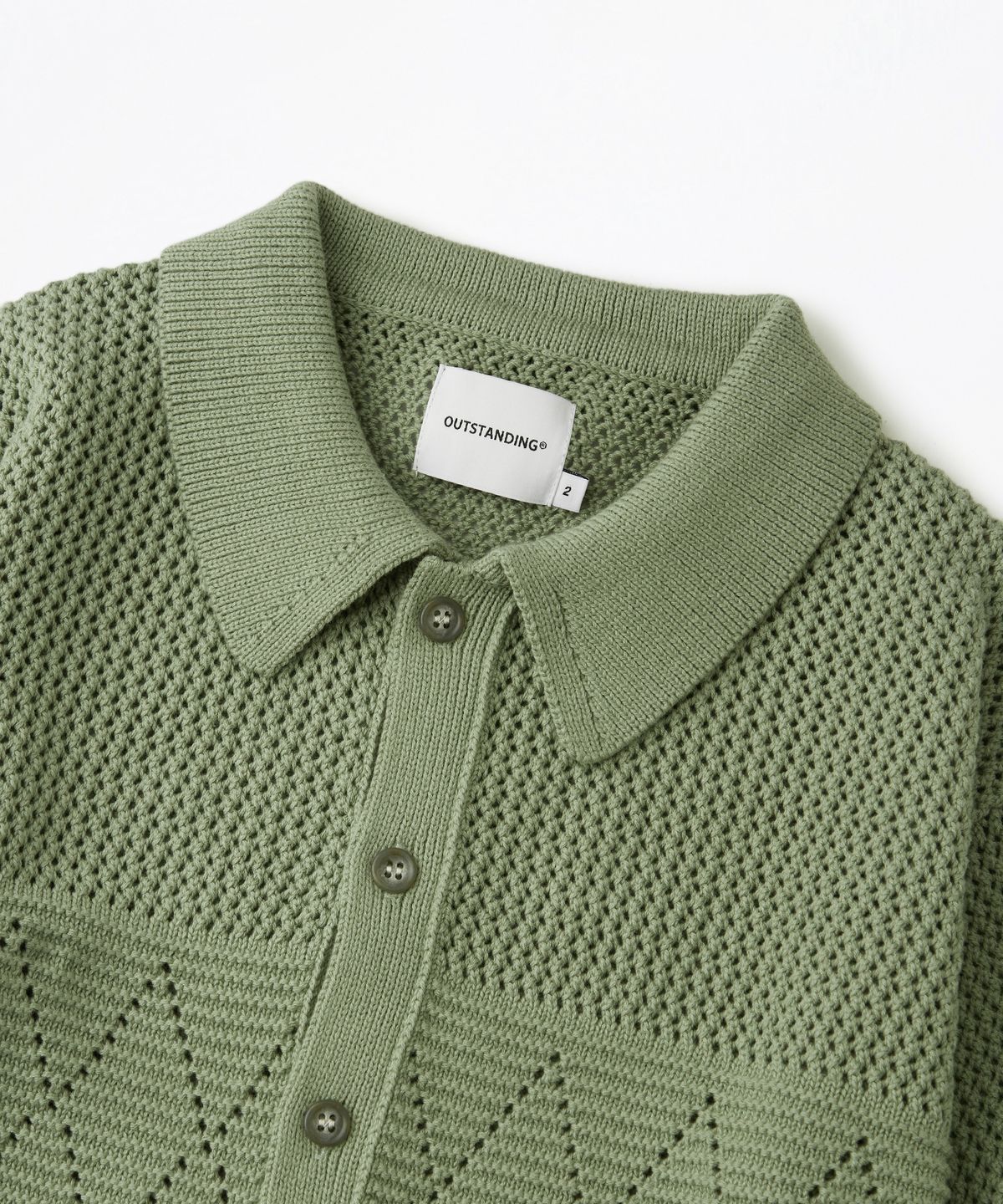 아웃스탠딩(OUTSTANDING) HS CROCHET KNIT CARDIGAN_L.GREEN