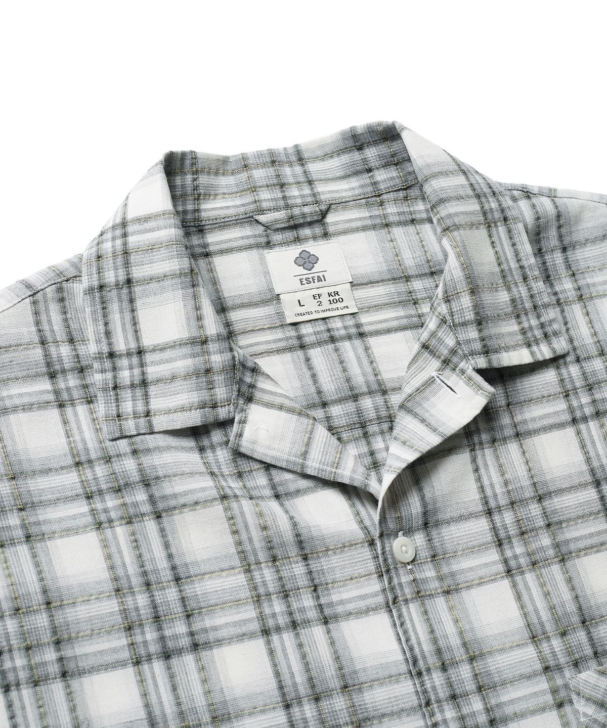 에스파이(ESFAI) OPEN COLLAR S/S SHIRT (OLIVE)
