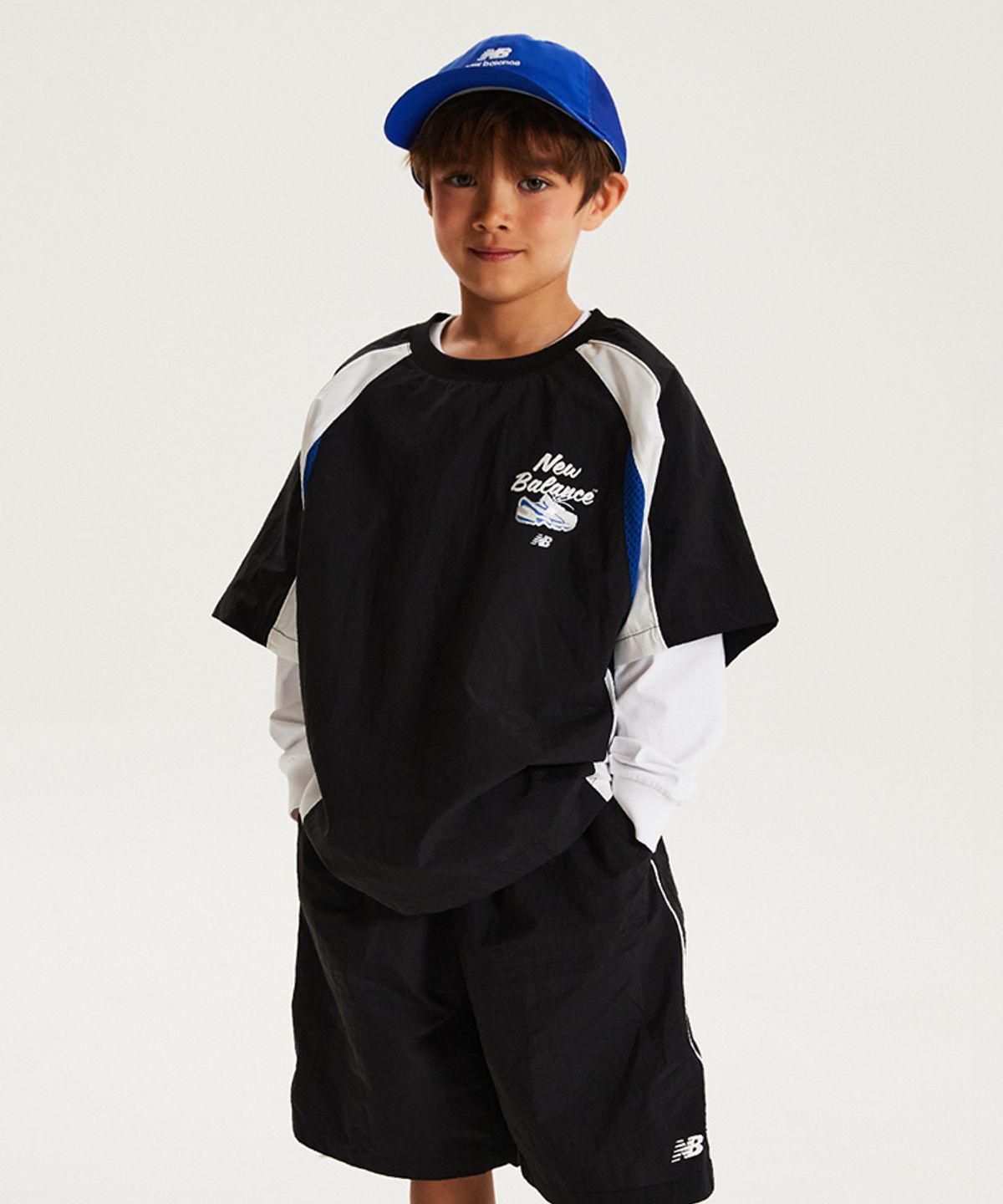 뉴발란스 키즈(NEWBALANCEKIDS) NBSC_아동 메쉬 콤보 우븐 반팔 셋업 NK9YG2772U19