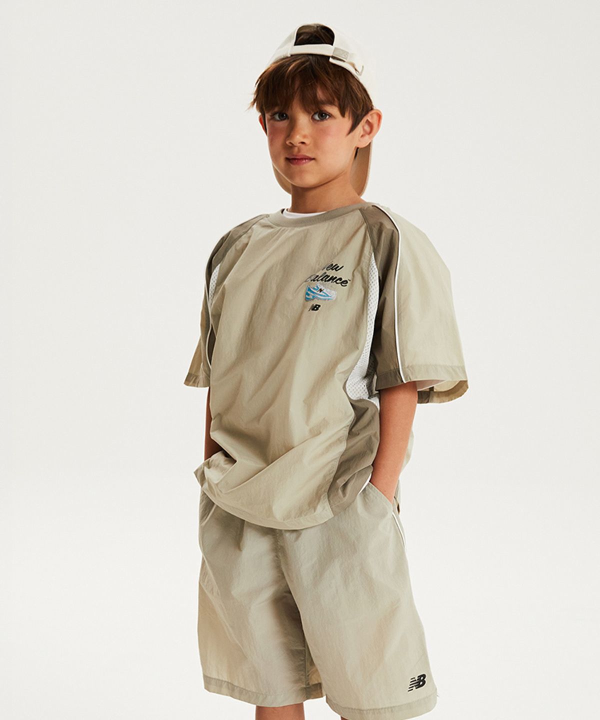 뉴발란스 키즈(NEWBALANCEKIDS) NBSC_아동 메쉬 콤보 우븐 반팔 셋업 NK9YG2772UBU