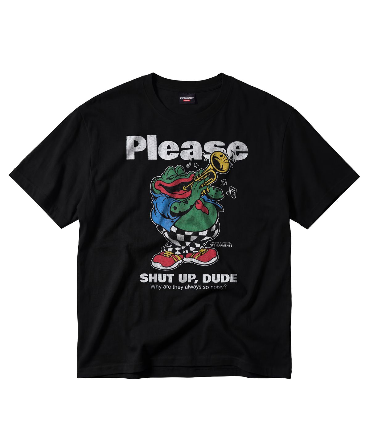 큐티에잇 가먼츠(QT8 GARMENTS) LB Shut Up Frog Washed Tee (Black)