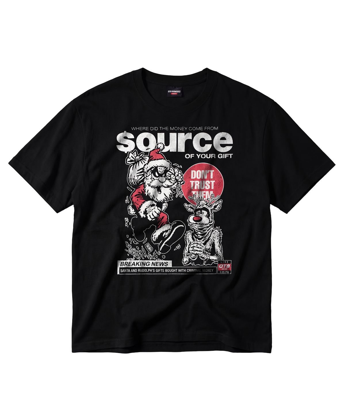 큐티에잇 가먼츠(QT8 GARMENTS) LB Santa Source Washed Tee (Black)