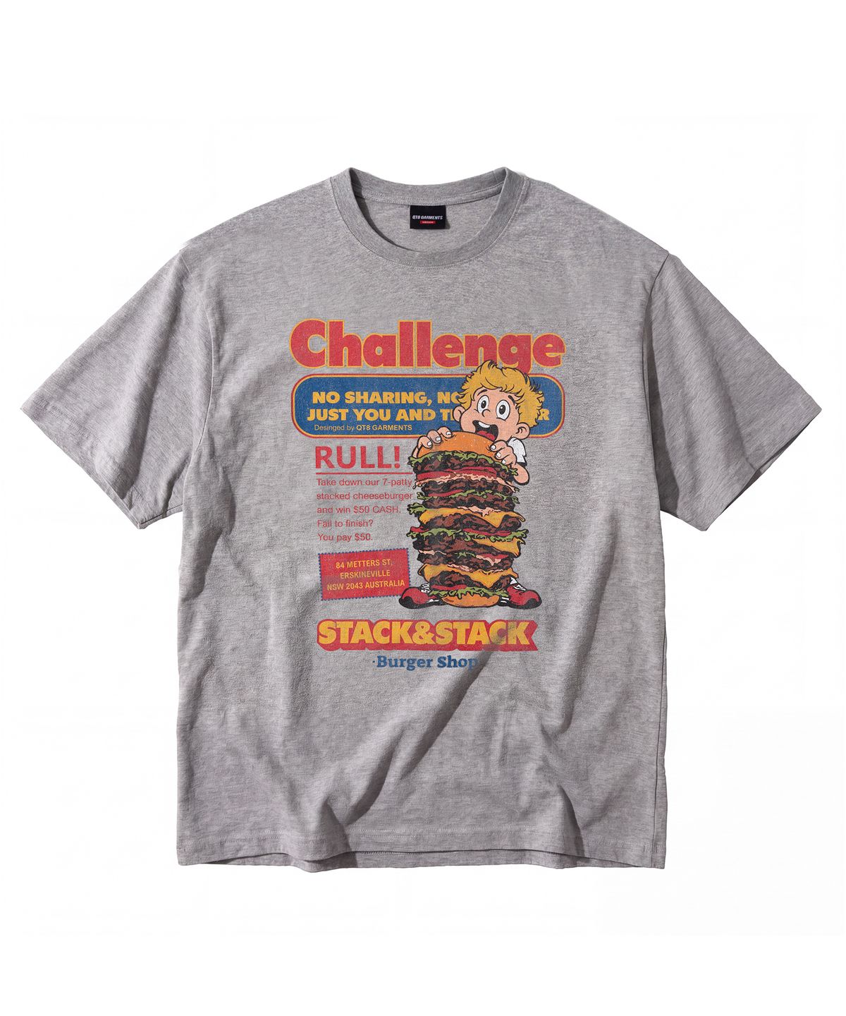 큐티에잇 가먼츠(QT8 GARMENTS) LB Burger Challenge Washed Tee (Grey)