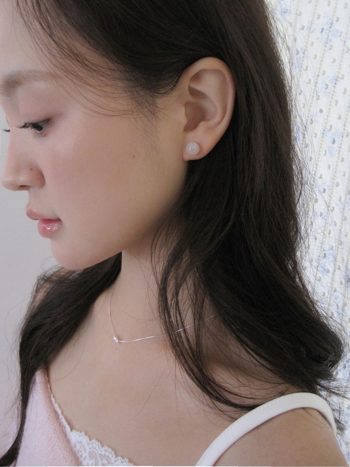 둥그런(DUNGEUREON) [925 Silver] Rose Quartz Earrings