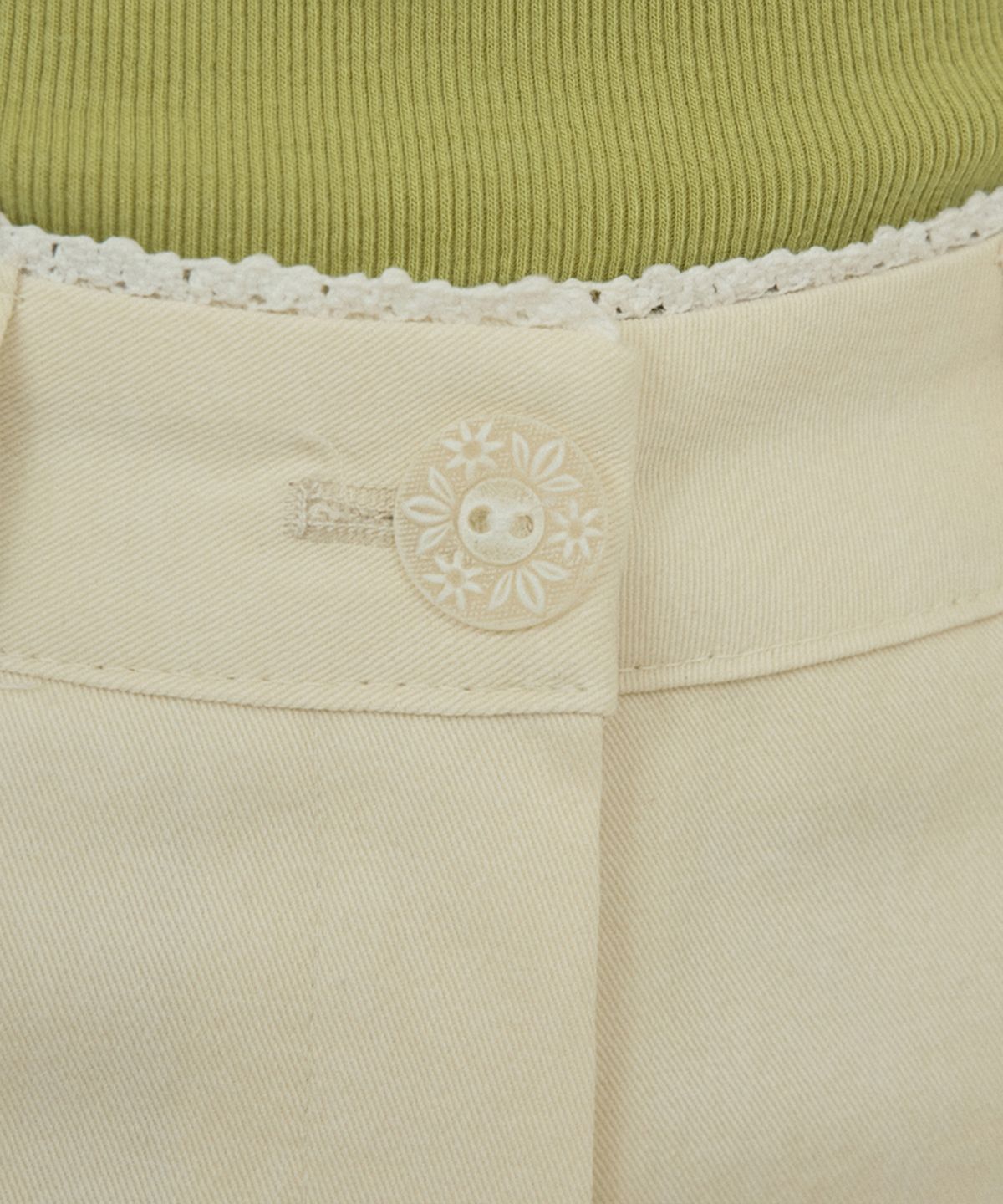 아우어노스텔지아(OURNOSTALGIA) Lace cotton short pants_Pale lemon(O25-PT03)