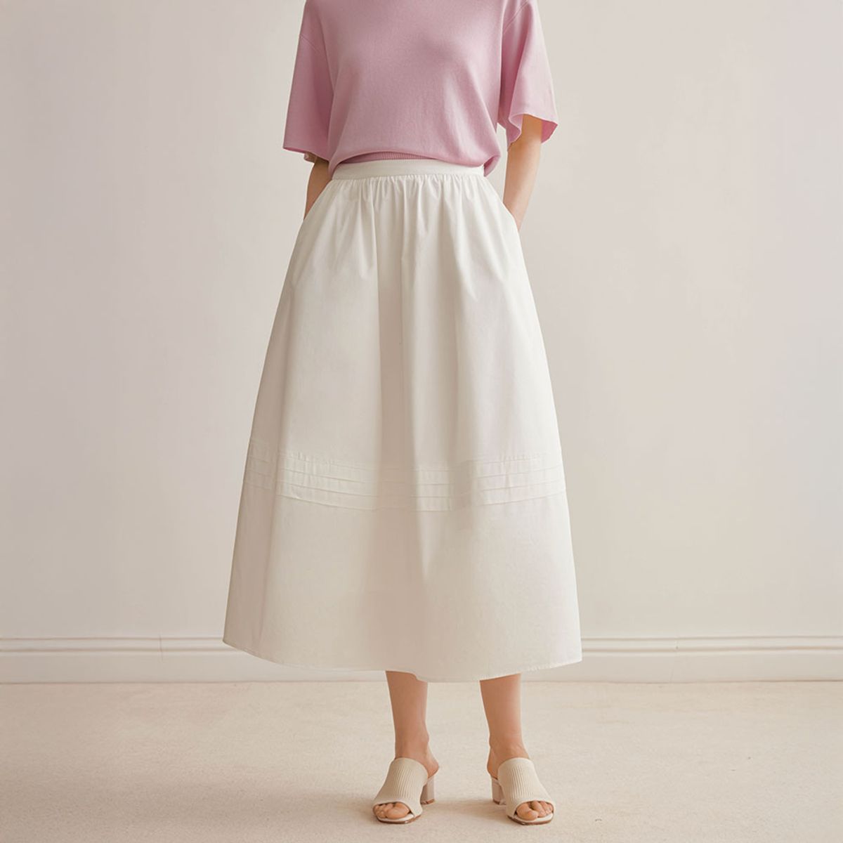 와이와이아이엠(YYIAM) YY_Pleated a-line skirt_2color