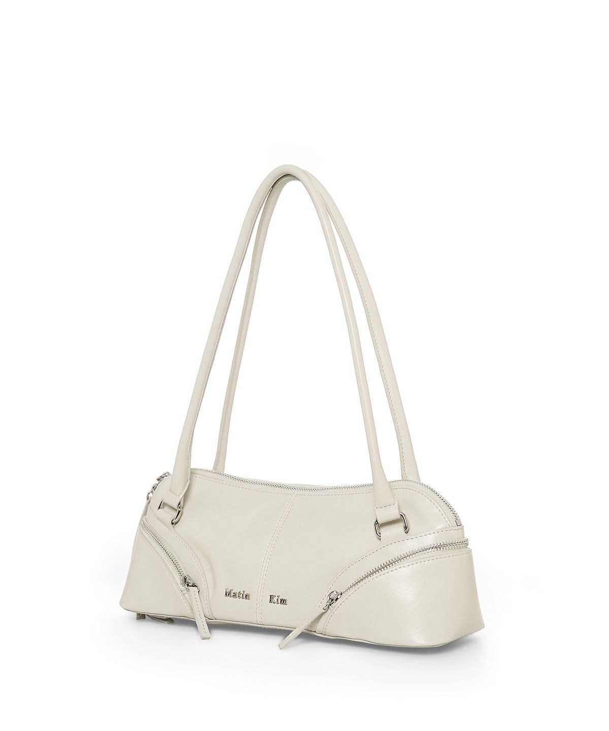 마뗑킴(MATIN KIM) CURVE ZIP BAGUETTE BAG IN LIGHT GREY
