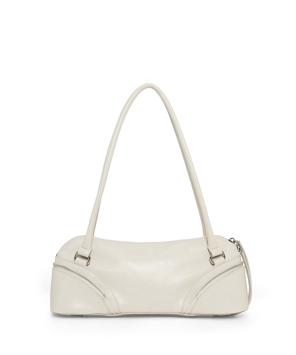 마뗑킴(MATIN KIM) CURVE ZIP BAGUETTE BAG IN LIGHT GREY