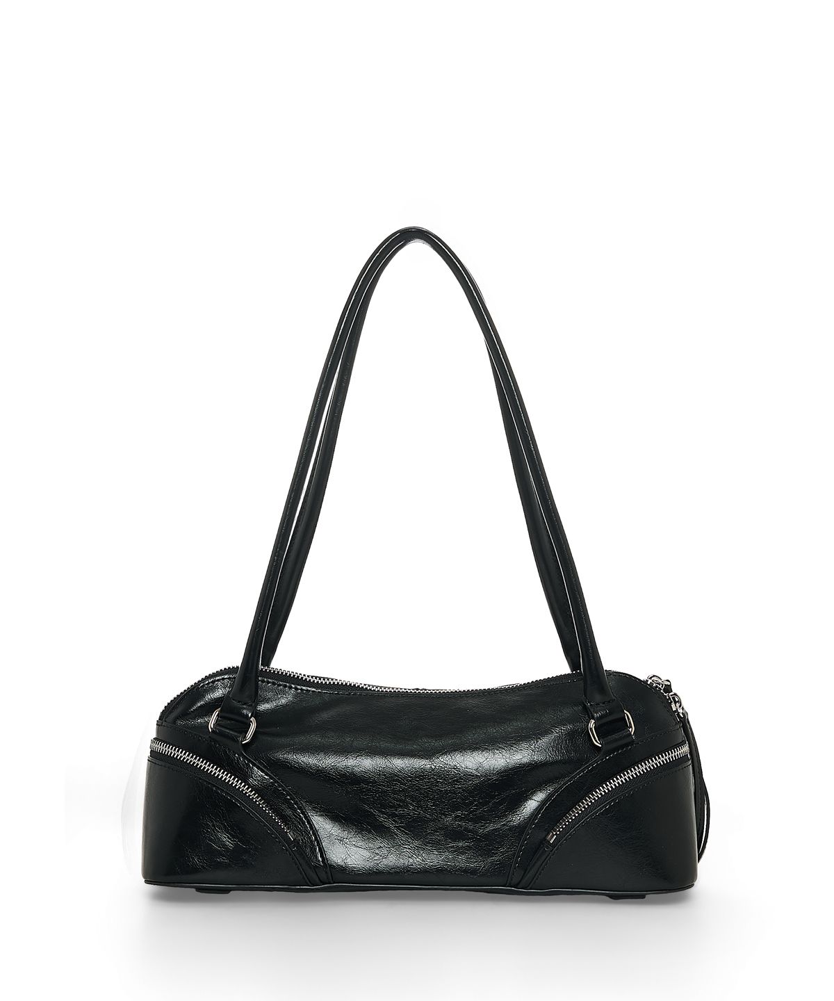 마뗑킴(MATIN KIM) CURVE ZIP BAGUETTE BAG IN BLACK