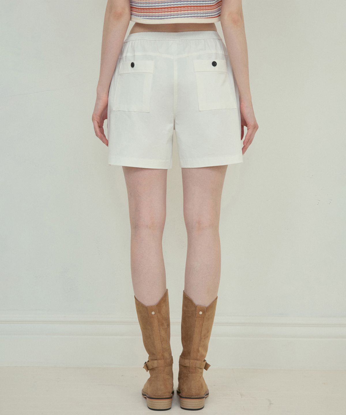 아우어노스텔지아(OURNOSTALGIA) Classic banding half pants_Ivory(O25-PT04)