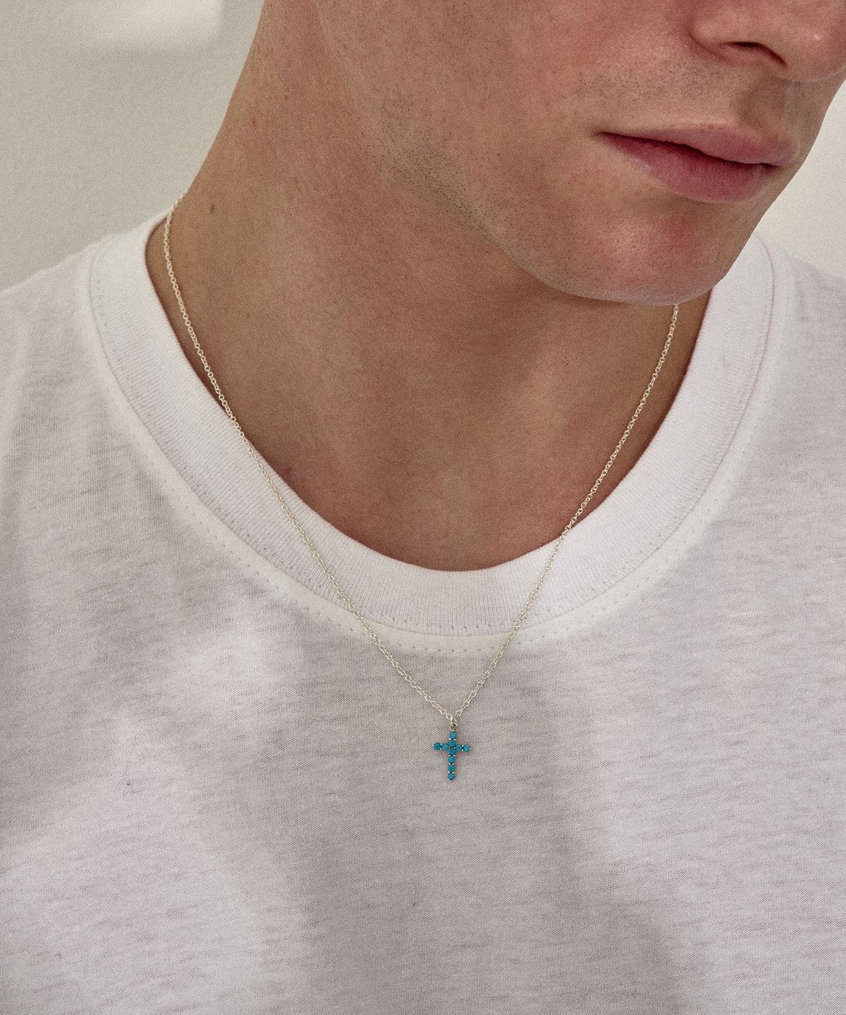 에이지47(AG47) M.C-N-21  Blue Cross Necklace