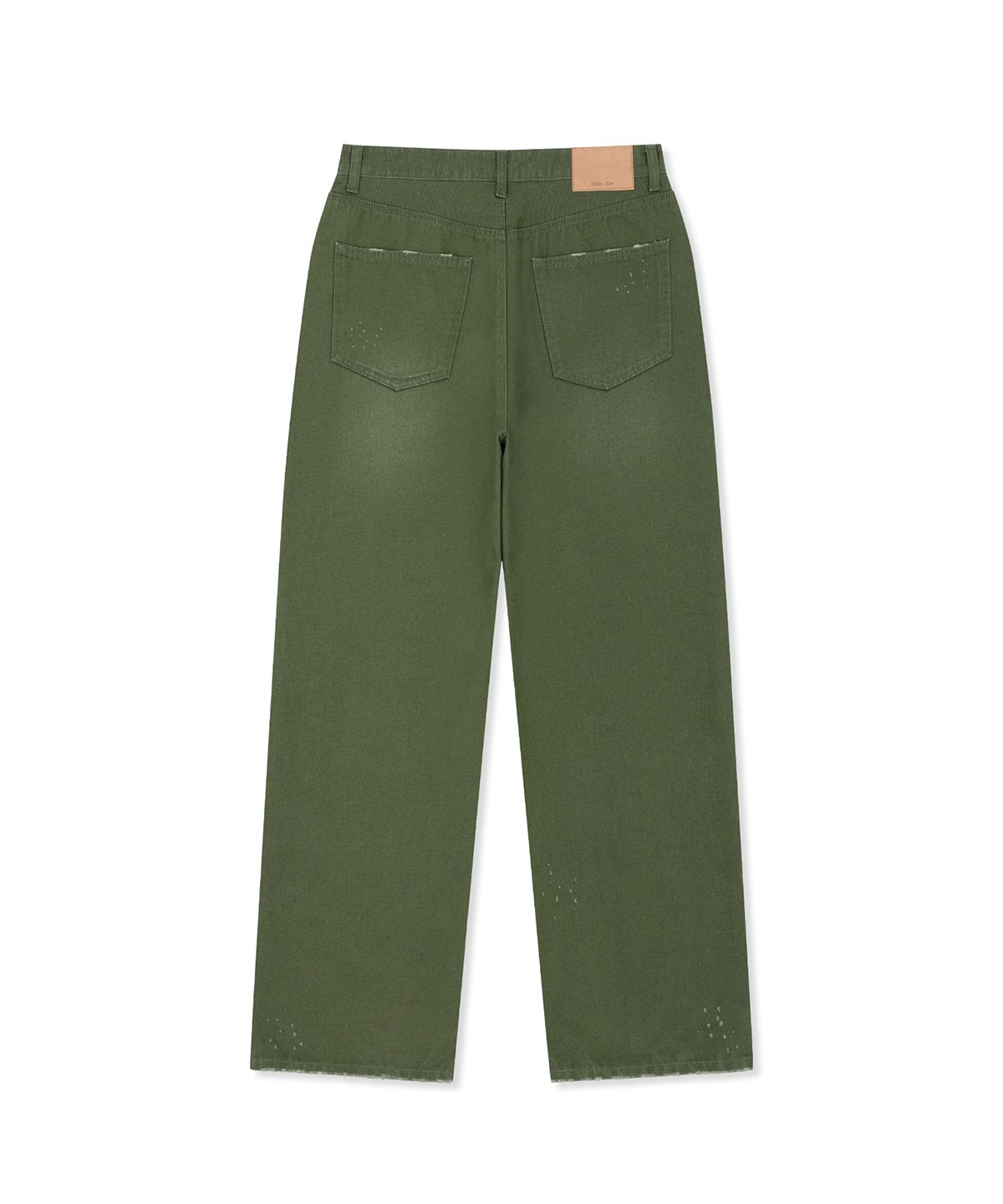 마뗑킴(MATIN KIM) DISTRESSED DENIM PANTS FOR MEN IN KHAKI