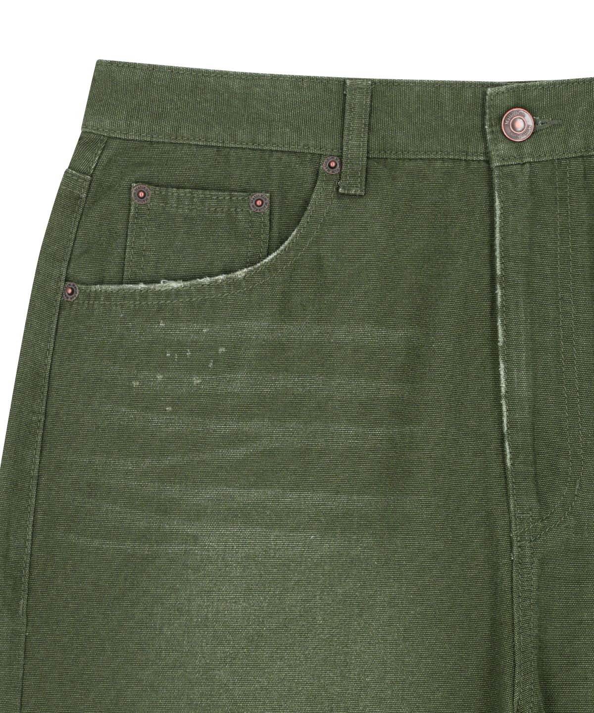 마뗑킴(MATIN KIM) DISTRESSED DENIM PANTS FOR MEN IN KHAKI