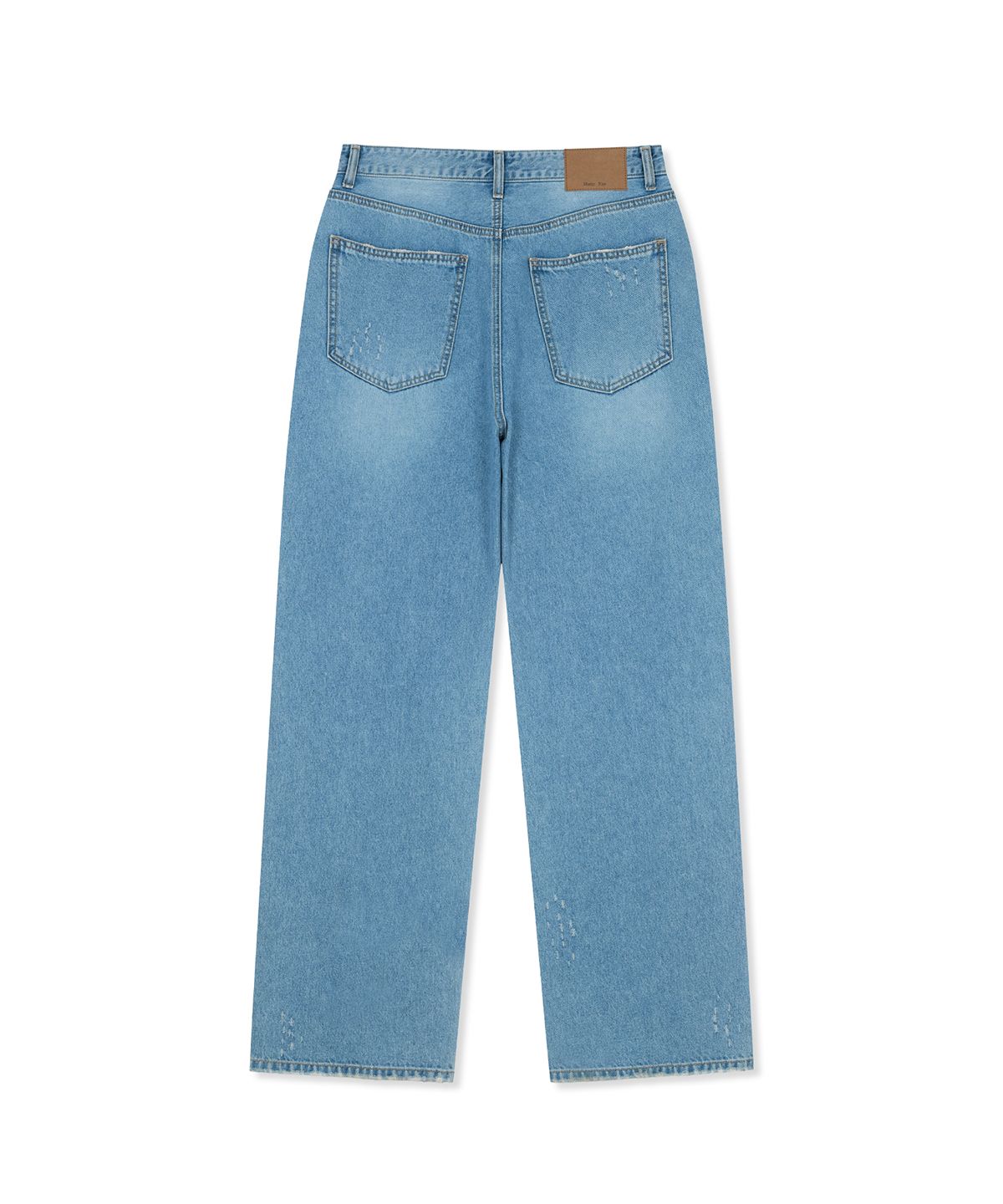마뗑킴(MATIN KIM) DISTRESSED DENIM PANTS FOR MEN IN BLUE